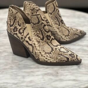 Vince Camuto Snake Print Heeled Ankle Boots